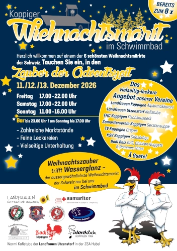 Koppiger Wiehnachtsmärit im Schwimmbad - 11. - 13.12.2026